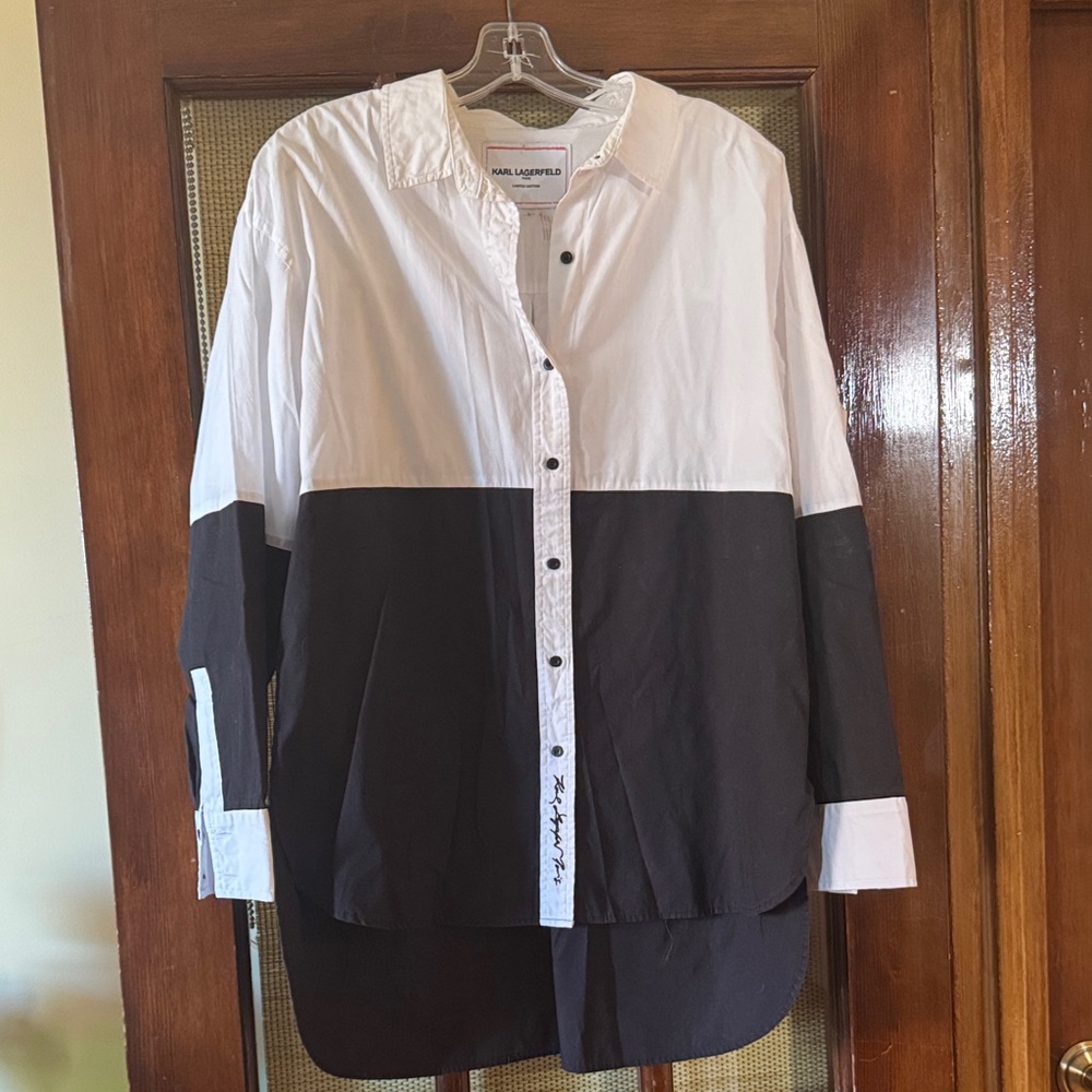Karl Lagerfeld oversized Black and White Button Down Shirt